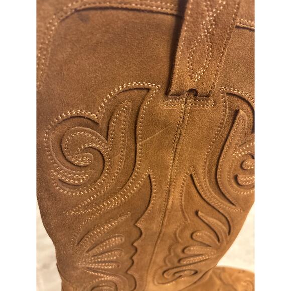 Mango MNG Women’s Leather Cowboy Boots Cutouts Brown Block Heel Size 7.5 New - Picture 9 of 10